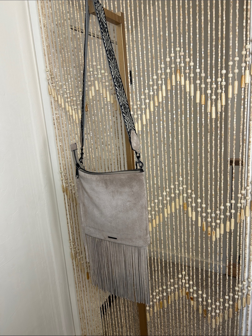 Rebecca Minkoff Taupe Fringe Suede Crossbody Bag - Picture 4 of 16